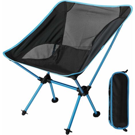 Chaise de Camping Pliante Portable Chaise de Pêche Compact Ultra-légère avec Sac de Transport pour Randonnée, Barbecue, Pique-Nique, Plage, Plein air, Max Charge 150 kg
