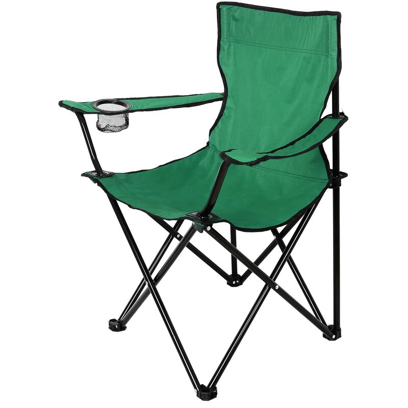 Chaise de Camping Pliante, siège de Jardin Pliable, Charge jusqu'à 100 kg, Hauteur d'assise 40 cm, avec Porte-Boisson & Sac, léger, 80 x 50 x 47 cm,