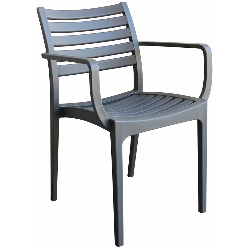 Magazzini Cosma - Chaise de chaise de jardin en résine extractible avec session et Lyndon Horizontal Sage à lattes et dossier DarkGray - DarkGray