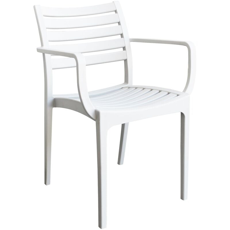 Magazzini Cosma - Chaise de chaise de jardin en résine extractible avec session et Lyndon Horizontal Sage à lattes et dossier White - White