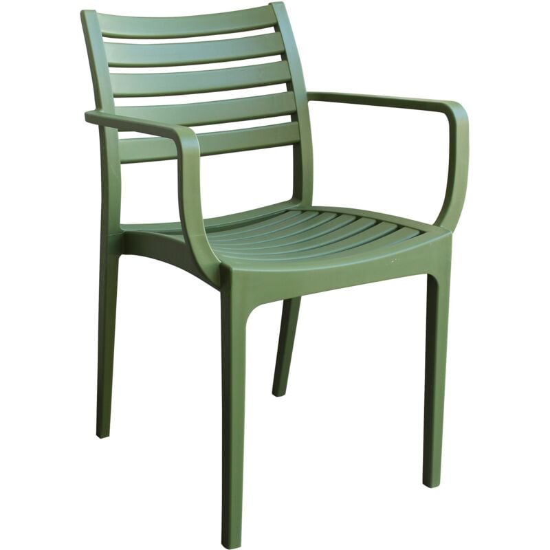 Gardeness - Chaise de chaise de jardin en résine extractible avec session et Lyndon Horizontal Sage à lattes et dossier Green - Green