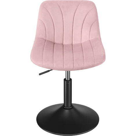 Chaise de Coiffeuse Réglable, Tabouret avec Dossier, Rotation 360°, Velours, pour Coiffeuse, Rose