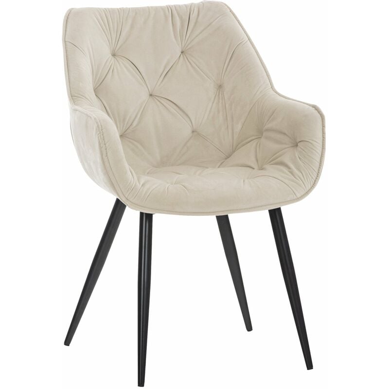 Chaise de coiffeuse salon bureau rembourré confortable et moderne capitonné velours crème FAL10529