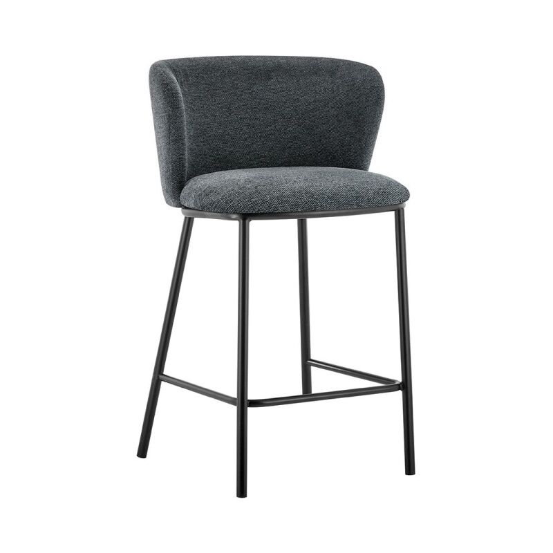 Meublorama - Chaise de comptoir 'Arthus' Tissu Gris foncé, dimensions : H88.5 x L53 x P50.5 cm