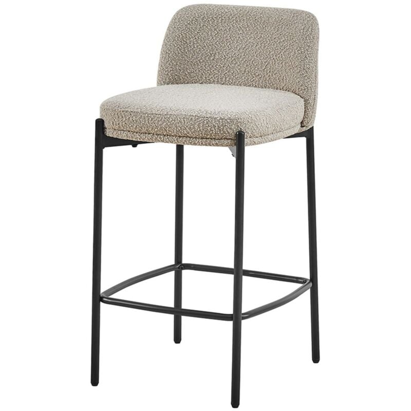 Meublorama - Chaise de comptoir elise – Couleur sable – Pieds en métal – Hauteur 85 cm – Style moderne