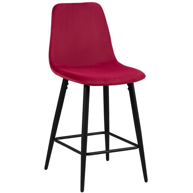 Meublorama - Chaise de comptoir en velours boyld, coloris bordeaux
