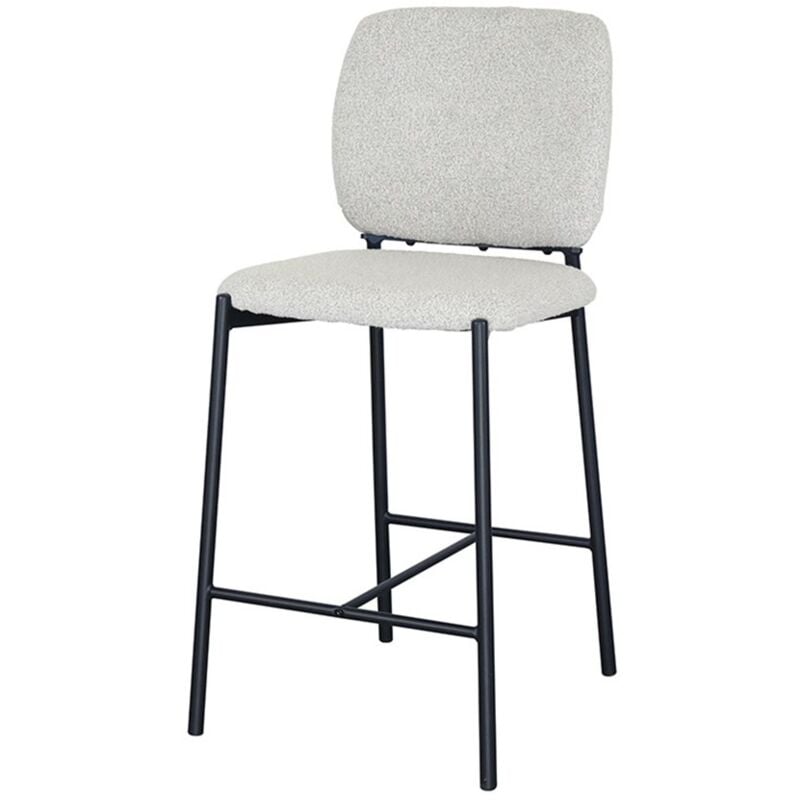 Chaise de comptoir rita – Tissu beige – Pieds en métal noir – Hauteur 99 cm – Style design/industriel