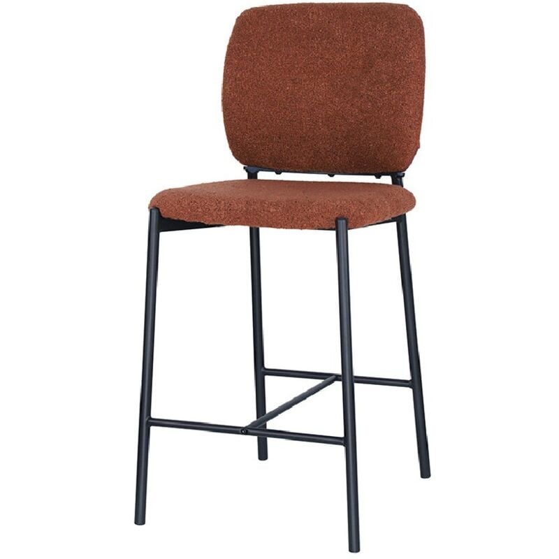 Chaise de comptoir rita – Tissu marron rouille – Pieds en métal noir – Hauteur 99 cm – Style design/industriel