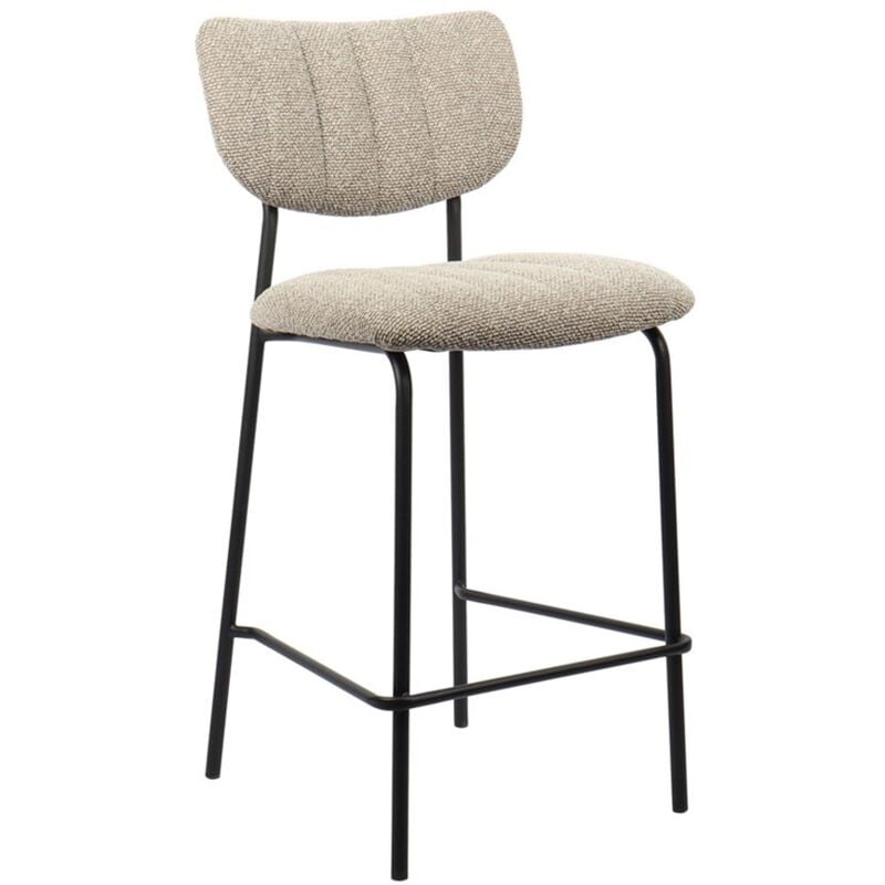 Chaise de comptoir VENTURA – Tissu brun – Pieds en métal noir – Hauteur 97 cm – Style design/industriel