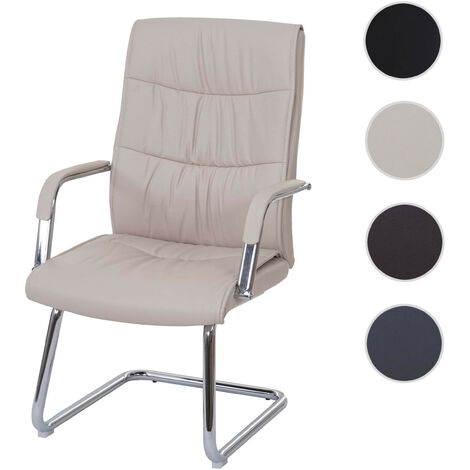 Chaise de conférence HWC-A49, chaise visiteur cantilever, similicuir - noir