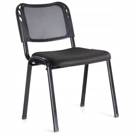 CHAISE DE CONFÉRENCE NOIRE AVEC CERTIFICAT FURNITEX, PIEDS EN MÉTAL, EMPILABLE