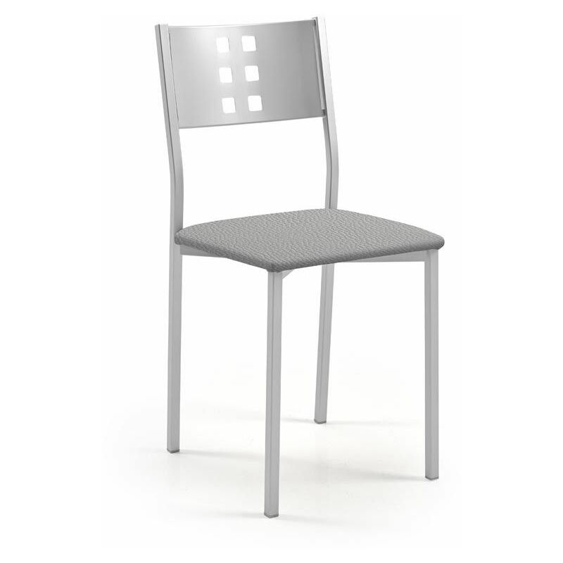 fanmuebles - chaise de cuisine zamora avec structure en métal et aluminium 38 x 86 x 47 cm revêtement : similicuir argenté