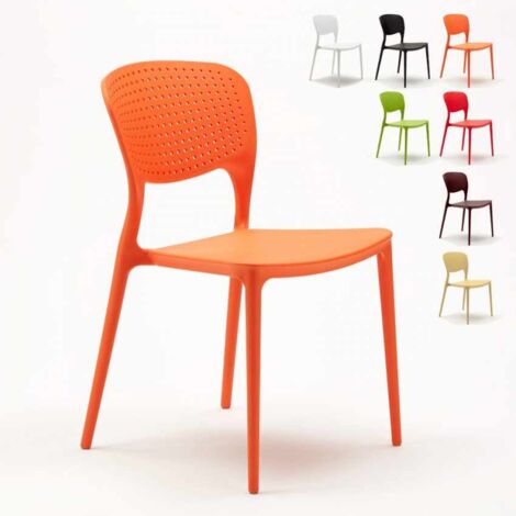 Chaise de cuisine bar café polypropylène empilable intérieur et extérieur Garden Giulietta - Orange