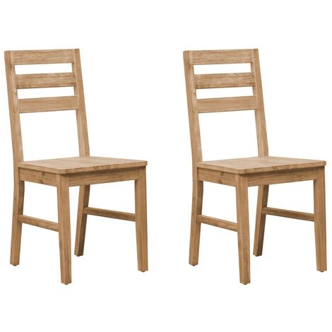 Chaise de cuisine bois massif naturel Koffia - Lot de 2