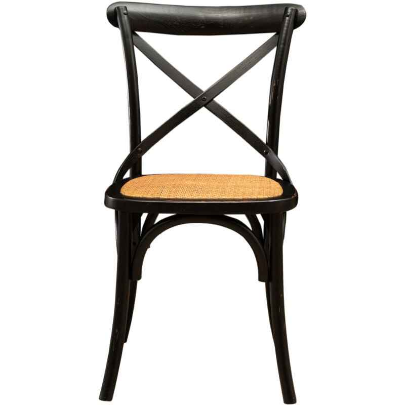 Biscottini - Chaise de cuisine Chaise de salle à manger 47x86x52 Chaise en bois rotin Thonet Chaise moderne restaurant jardin Chaise vintage