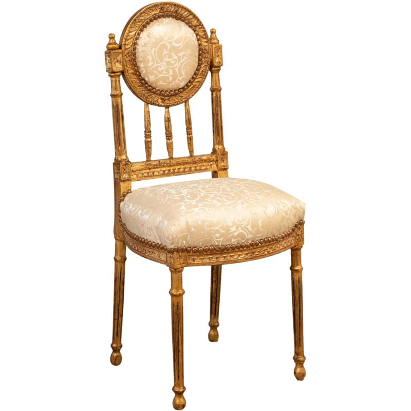 Biscottini - Chaise de cuisine de salle à manger en bois 40x35x96 cm Chaise tapissée Chaise de chambre Chaise en bois massif Style français