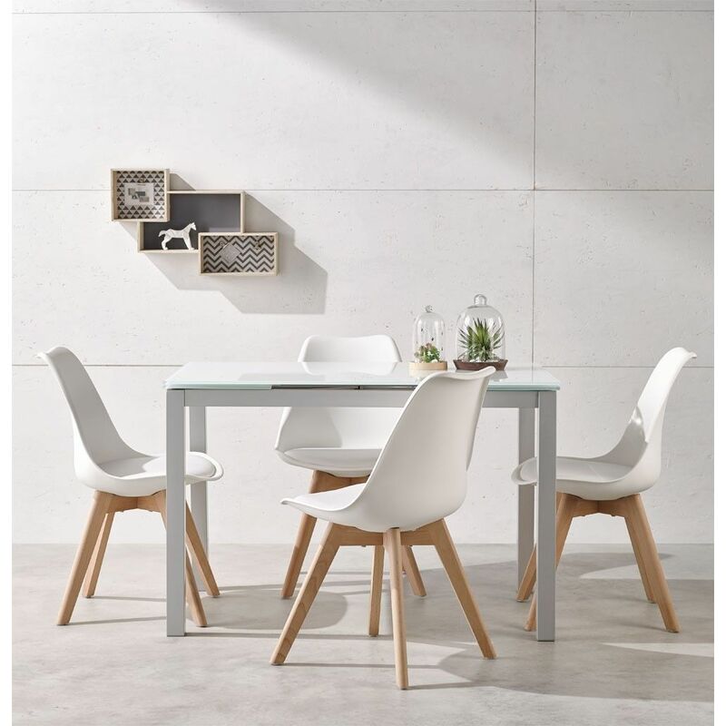 Fanmuebles - Chaise de cuisine de style nordique Valencia 49 x 82 x 56 cm Chaise de cuisine Valencia de style nordique blanche recouverte de