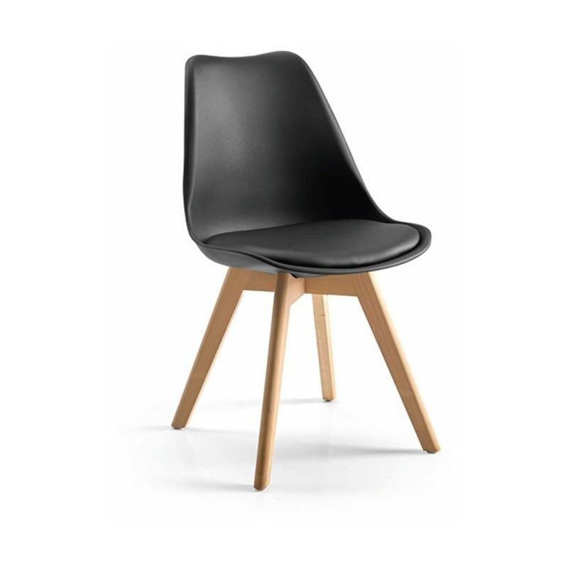 Fanmuebles - Chaise de cuisine de style nordique Valencia 49 x 82 x 56 cm Chaise de cuisine Valencia de style nordique noire recouverte de similicuir