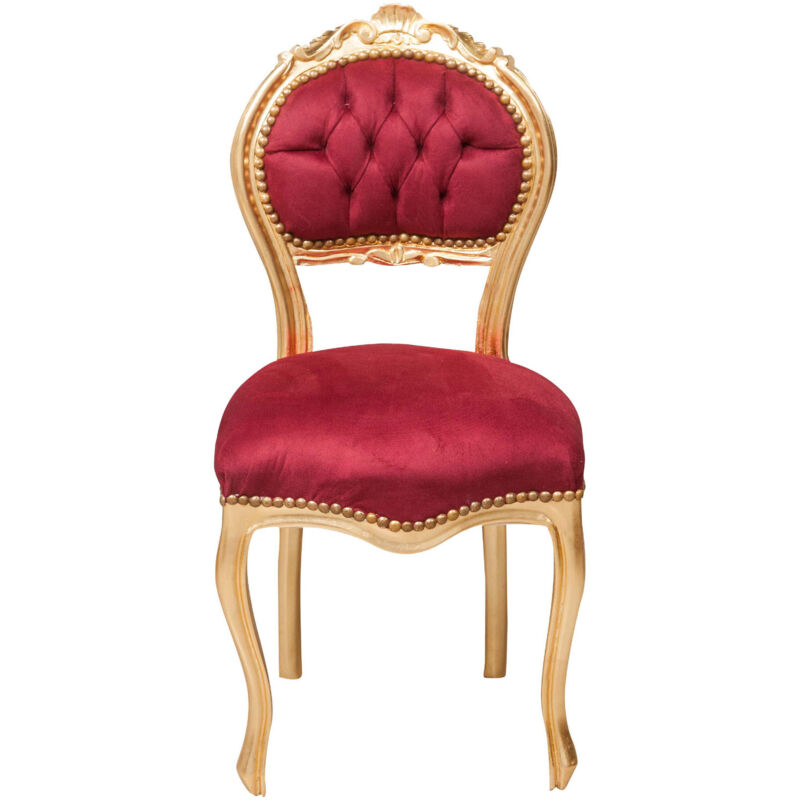 Chaise de cuisine en bois Chaise à manger 92x45x45 cm Chaise rembourrée Fauteuil baroque or Fauteuil Louis xvi Style français