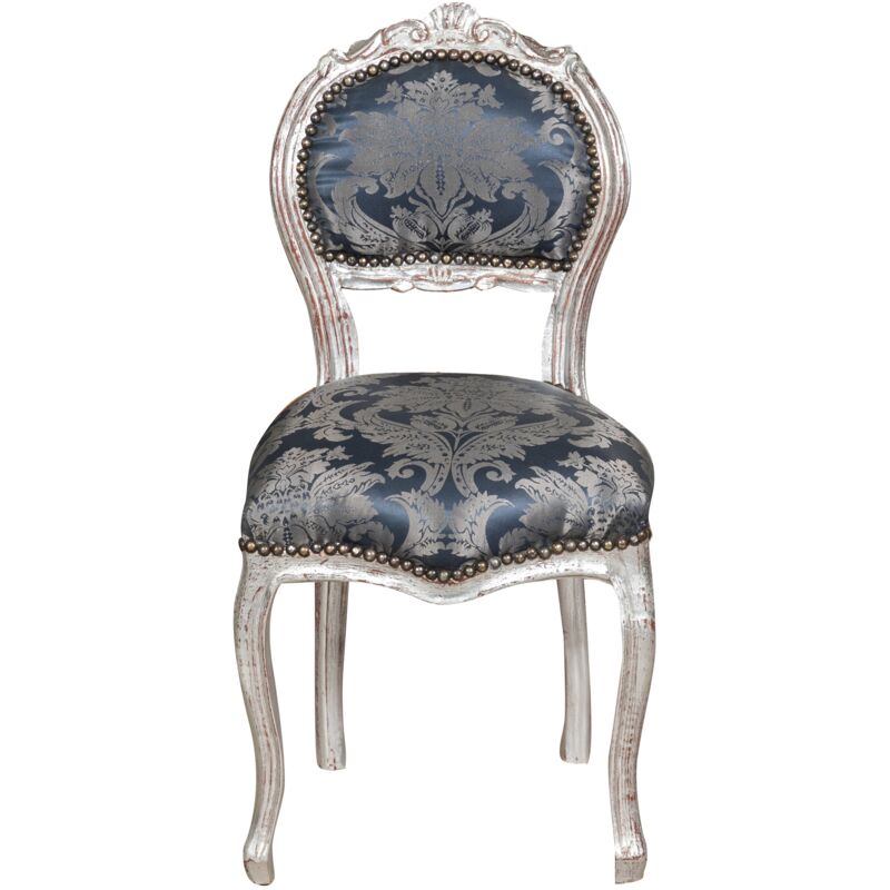 Chaise de cuisine en bois Chaise de salle à manger 44x89x44 cm Fauteuil en bois et tissu Fauteuil de chambre rembourré baroques