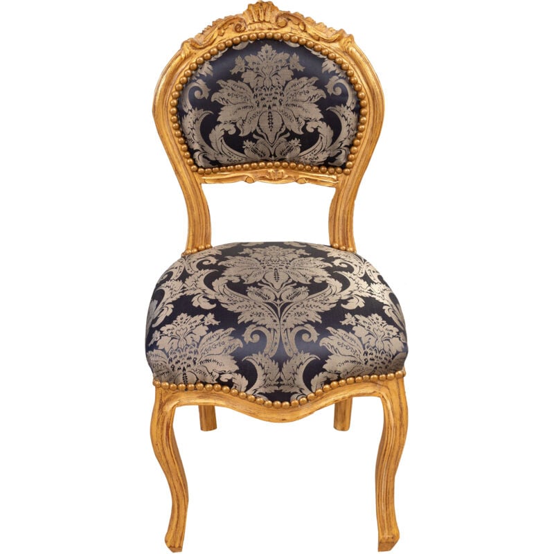 Biscottini - Chaise de cuisine en bois Chaise de salle à manger 44x89x44 cm Fauteuil en bois et tissu Fauteuil de chambre rembourré baroques