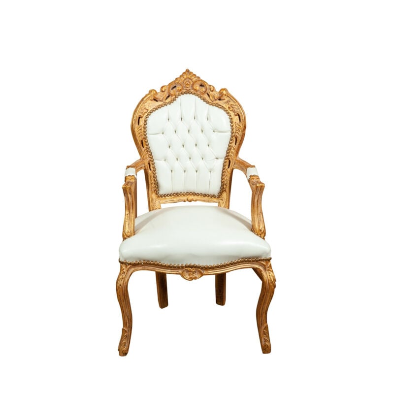 Biscottini - Chaise de cuisine en bois Chaise salle à manger 60x105x60 cm Fauteuil rembourré Chaises avec accoudoirs Chaises de salon Baroque