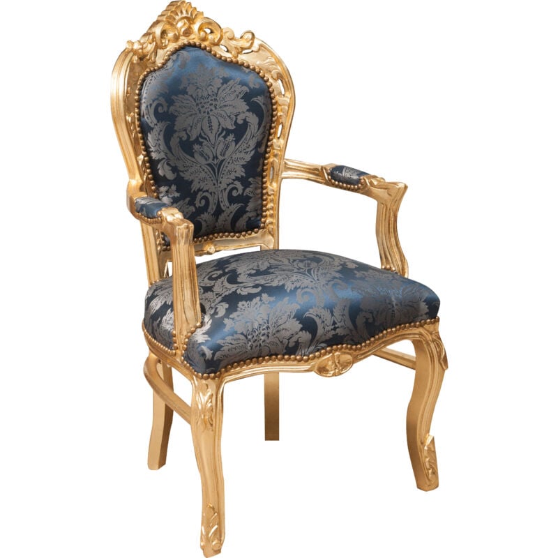 Biscottini - Chaise de cuisine en bois Chaise salle à manger 60x105x60 cm Fauteuil rembourré Chaises avec accoudoirs Chaises de salon Baroque