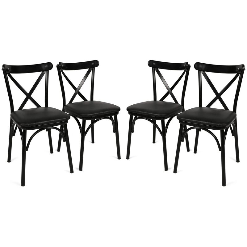 Chaise de cuisine bois et métal Kortal-Couleur Noir-Pack de 4 Chaise de cuisine bois et métal Kortal-Couleur Noir-Pack de 4