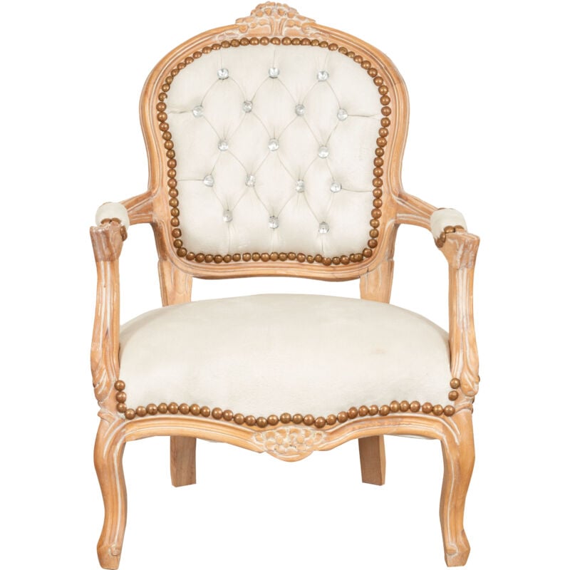 Chaise de cuisine et de salle à manger en bois pour enfants Fauteuil lit rembourré avec accoudoirs 72x50x49 cm Style français