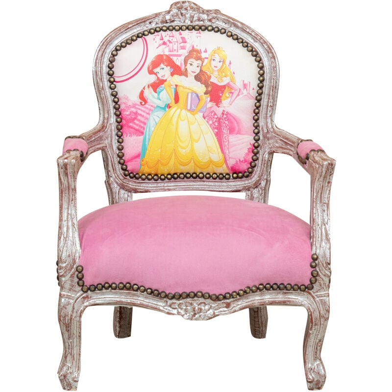 Chaise de cuisine et de salle à manger en bois pour enfants Fauteuil lit rembourré avec accoudoirs 72x50x49 cm Style français