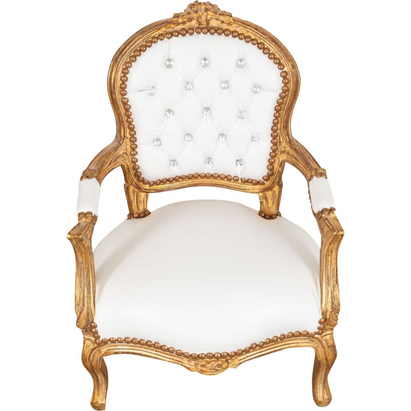 Chaise de cuisine et de salle à manger en bois pour enfants Fauteuil lit rembourré avec accoudoirs 72x50x49 cm Style français