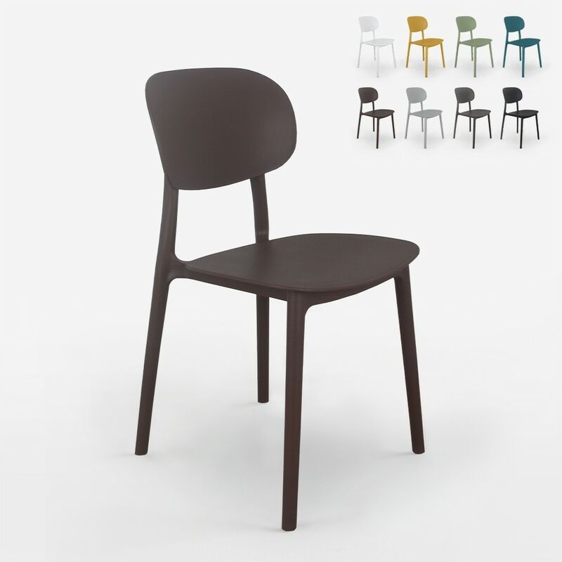 Chaise de cuisine et d'extérieur design moderne en polypropylène Nantes Couleur: Marron
