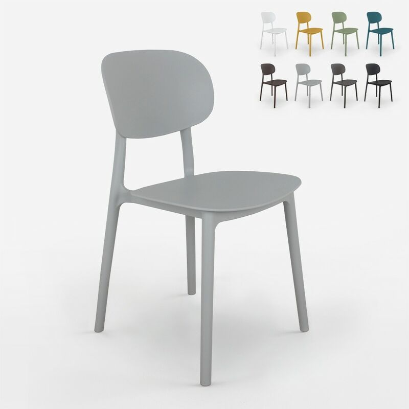 Chaise de cuisine et d'extérieur design moderne en polypropylène Nantes Couleur: Gris clair