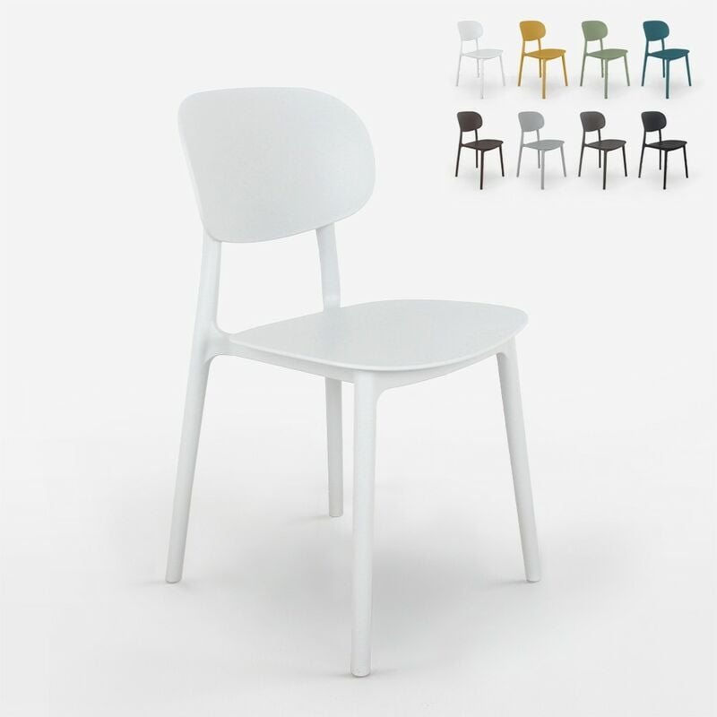 Chaise de cuisine et d'extérieur design moderne en polypropylène Nantes Couleur: Blanc