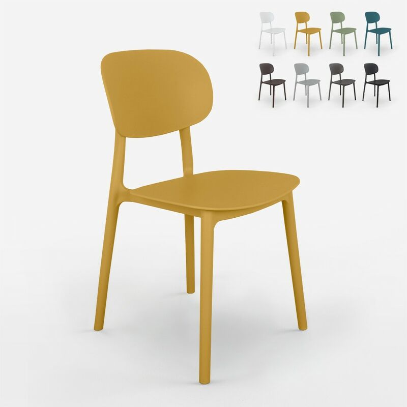 Chaise de cuisine et d'extérieur design moderne en polypropylène Nantes Couleur: Jaune