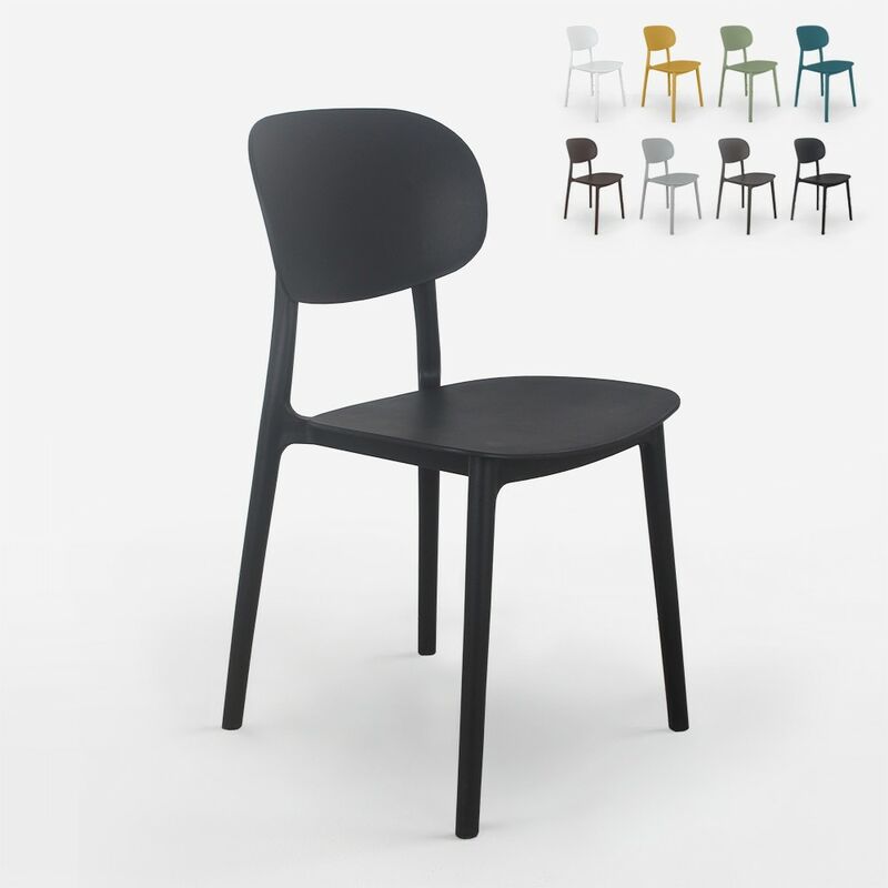 Chaise de cuisine et d'extérieur design moderne en polypropylène Nantes Couleur: Noir