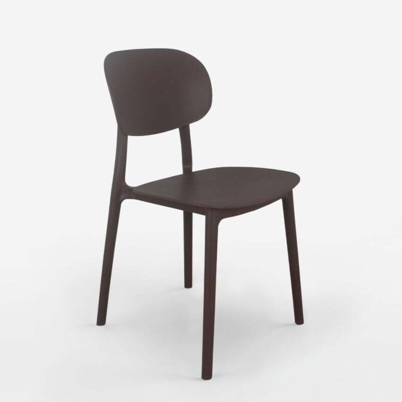 Chaise de cuisine et d'extérieur design moderne en polypropylène Nantes - Marron