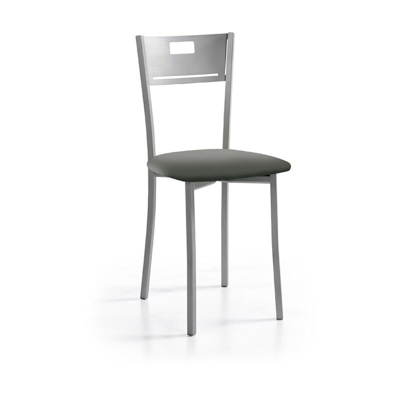 Fanmuebles - Chaise de cuisine Isabel avec structure en métal couleur aluminium 40 x 86 x 45 cm Revêtement : Argent Graphite