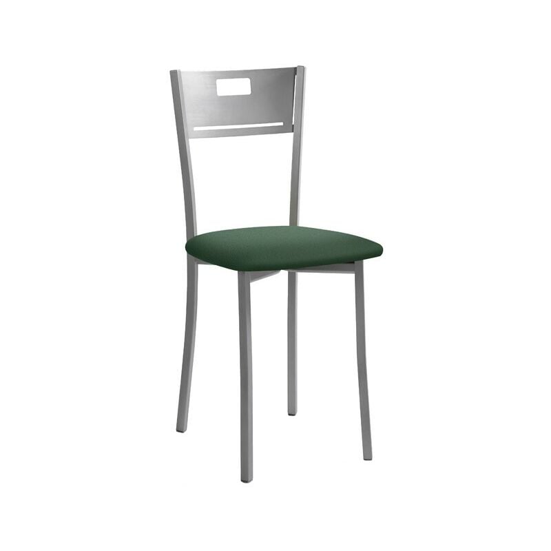 fanmuebles - chaise de cuisine isabel avec structure en métal couleur aluminium 40 x 86 x 45 cm revêtement : vert argenté