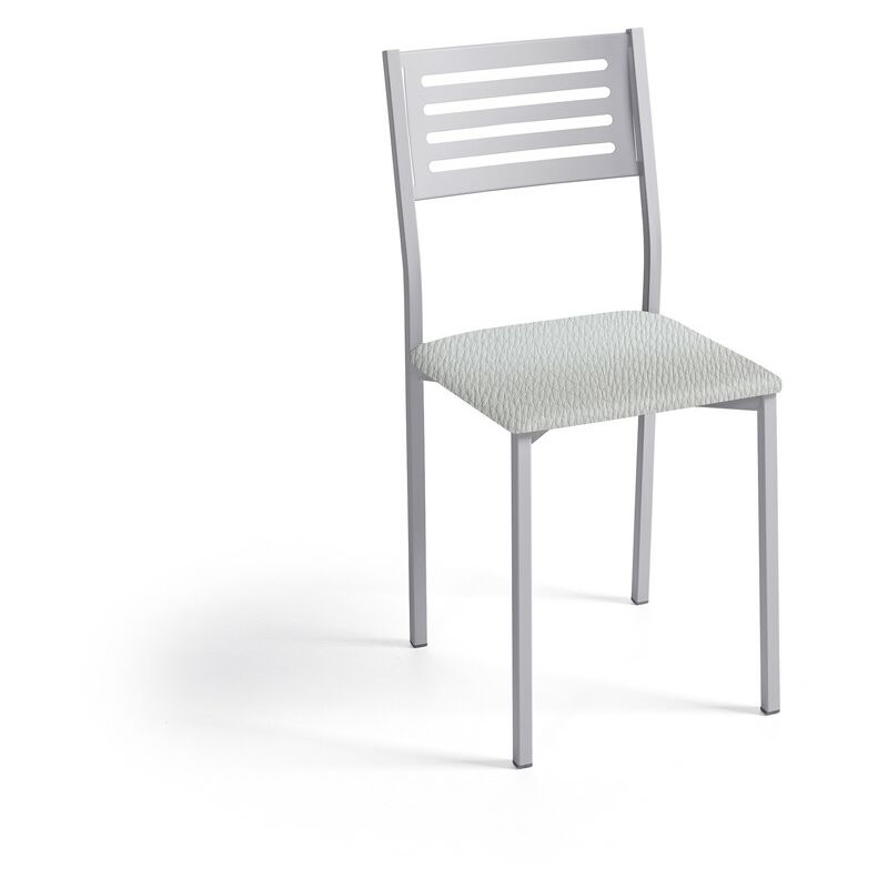 Chaise de cuisine Kati, structure aluminium 38 x 86 x 47 cm Revêtement : Similicuir argenté