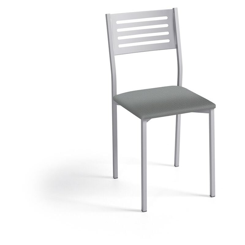 fanmuebles - chaise de cuisine kati, structure aluminium 38 x 86 x 47 cm revêtement : argent graphite