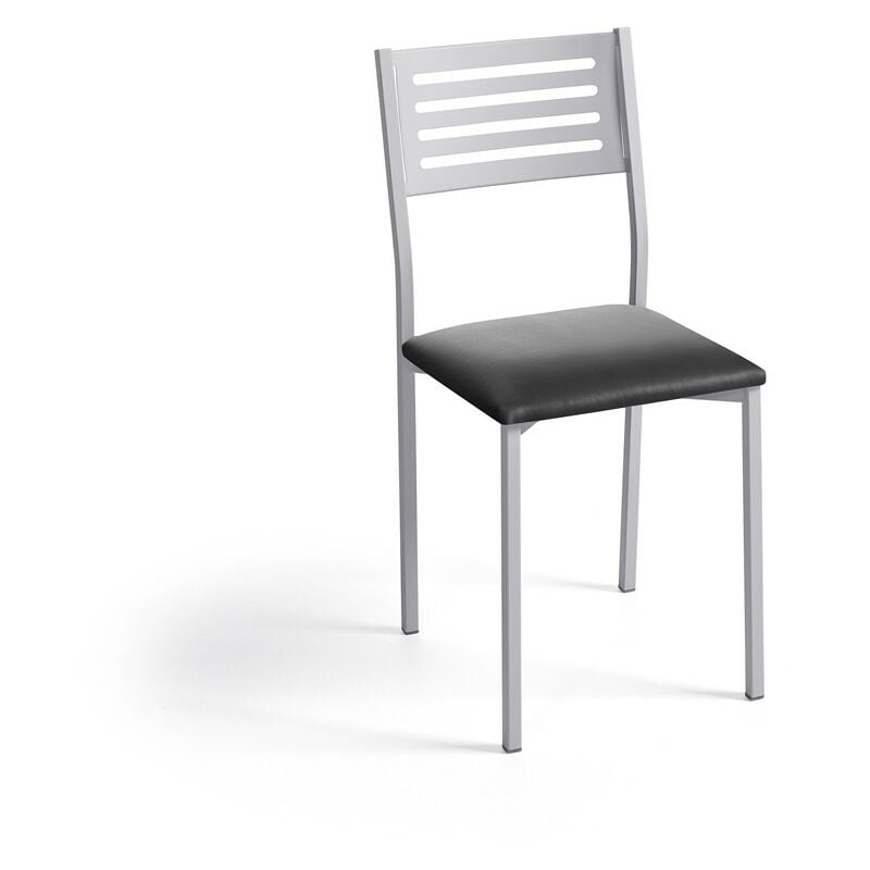 fanmuebles - chaise de cuisine kati, structure aluminium 38 x 86 x 47 cm revêtement : similicuir noir
