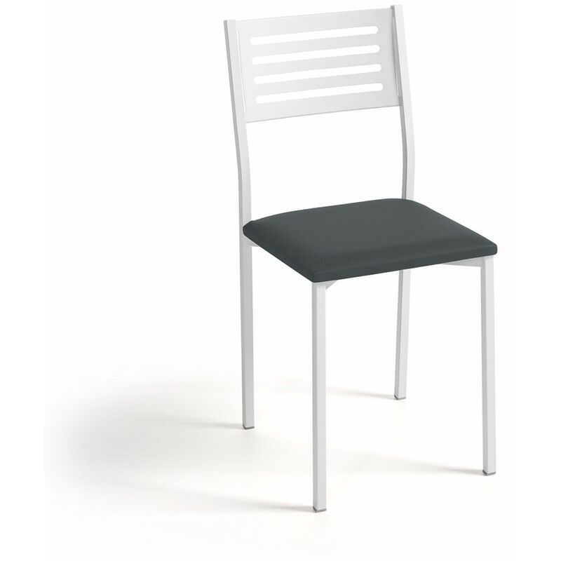 Chaise de cuisine Kati, structure blanche texturée 38 x 86 x 47 cm Revêtement : Argent Graphite