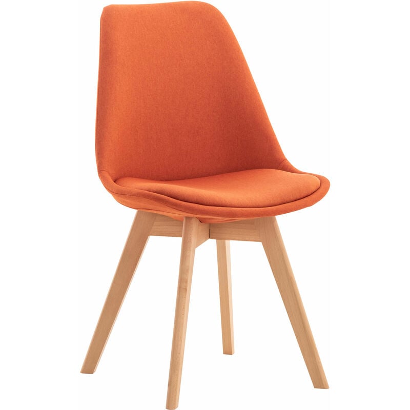 Chaise de salle à manger en bois clair et tissu couvrant différentes couleurs colore : Orange