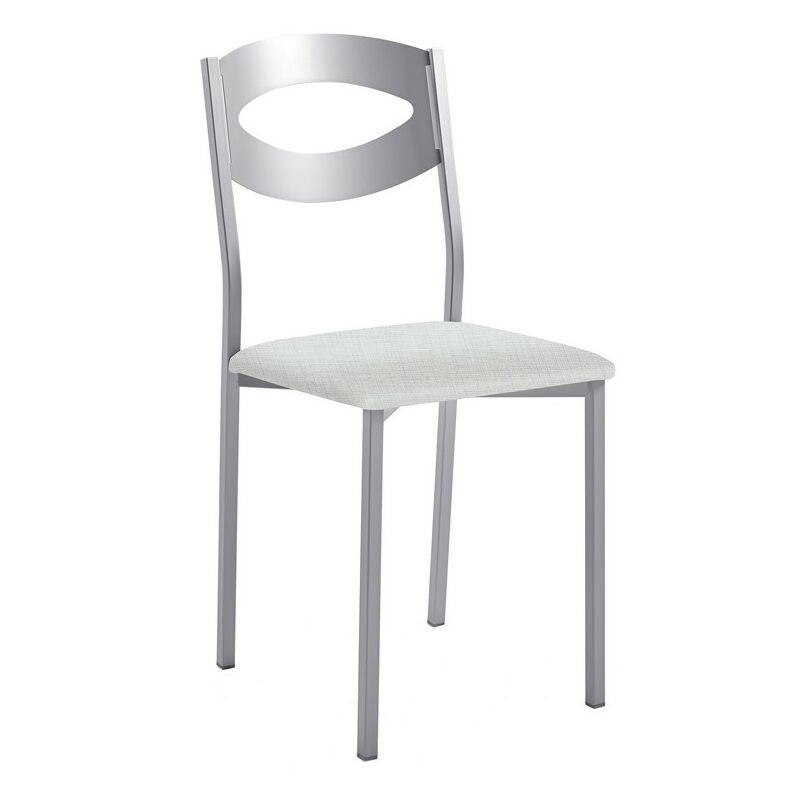 fanmuebles - chaise de cuisine olga avec structure en aluminium 38 x 86 x 47 cm revêtement : michigan silver