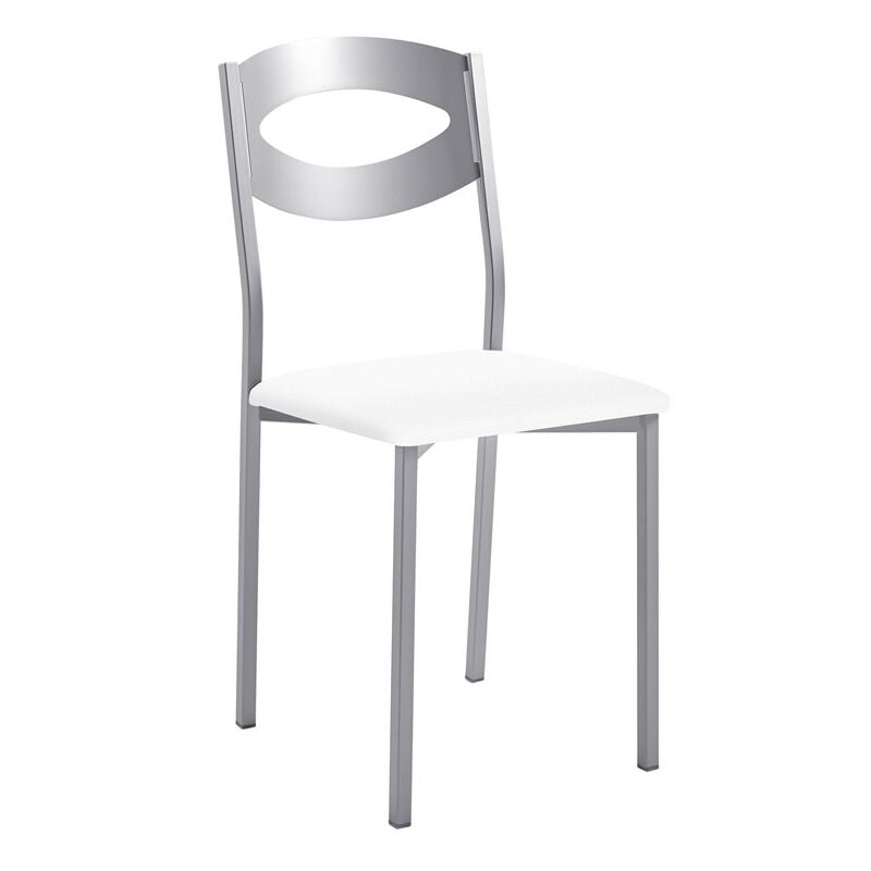 chaise de cuisine olga avec structure en aluminium 38 x 86 x 47 cm revêtement : michigan blanc