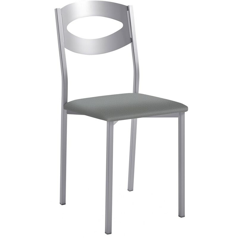 Chaise de cuisine Olga avec structure en aluminium 38 x 86 x 47 cm Revêtement : Argent Graphite