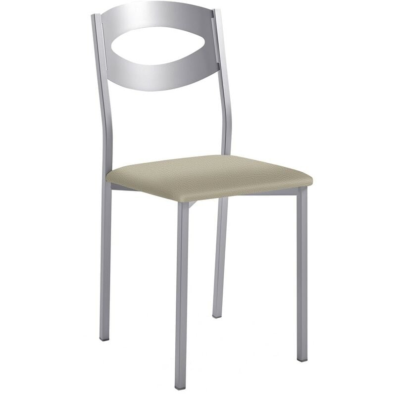 chaise de cuisine olga avec structure en aluminium 38 x 86 x 47 cm revêtement : vison argenté
