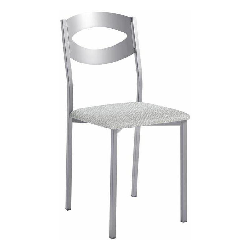 fanmuebles - chaise de cuisine olga avec structure en aluminium 38 x 86 x 47 cm revêtement : similicuir argenté