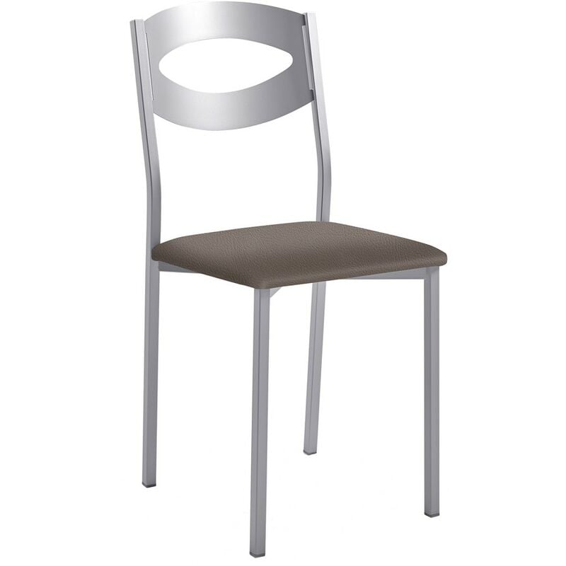 chaise de cuisine olga avec structure en aluminium 38 x 86 x 47 cm revêtement : argent cacao